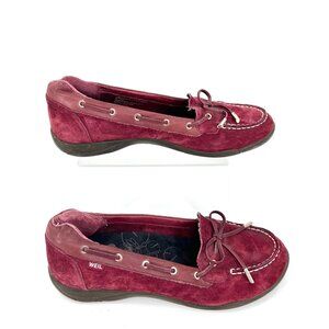 DR ANDREW WEIL DISCOVERY MAROON SUEDE ORTHAHEEL TECH LOAFER SHOES - 9